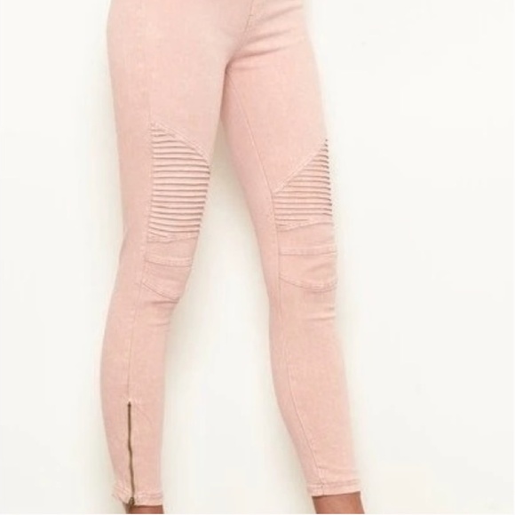 NWT BEULAH Moto Jeggings, Dusty Pink w/ Ankle zipper - OP7019 - Picture 4 of 15